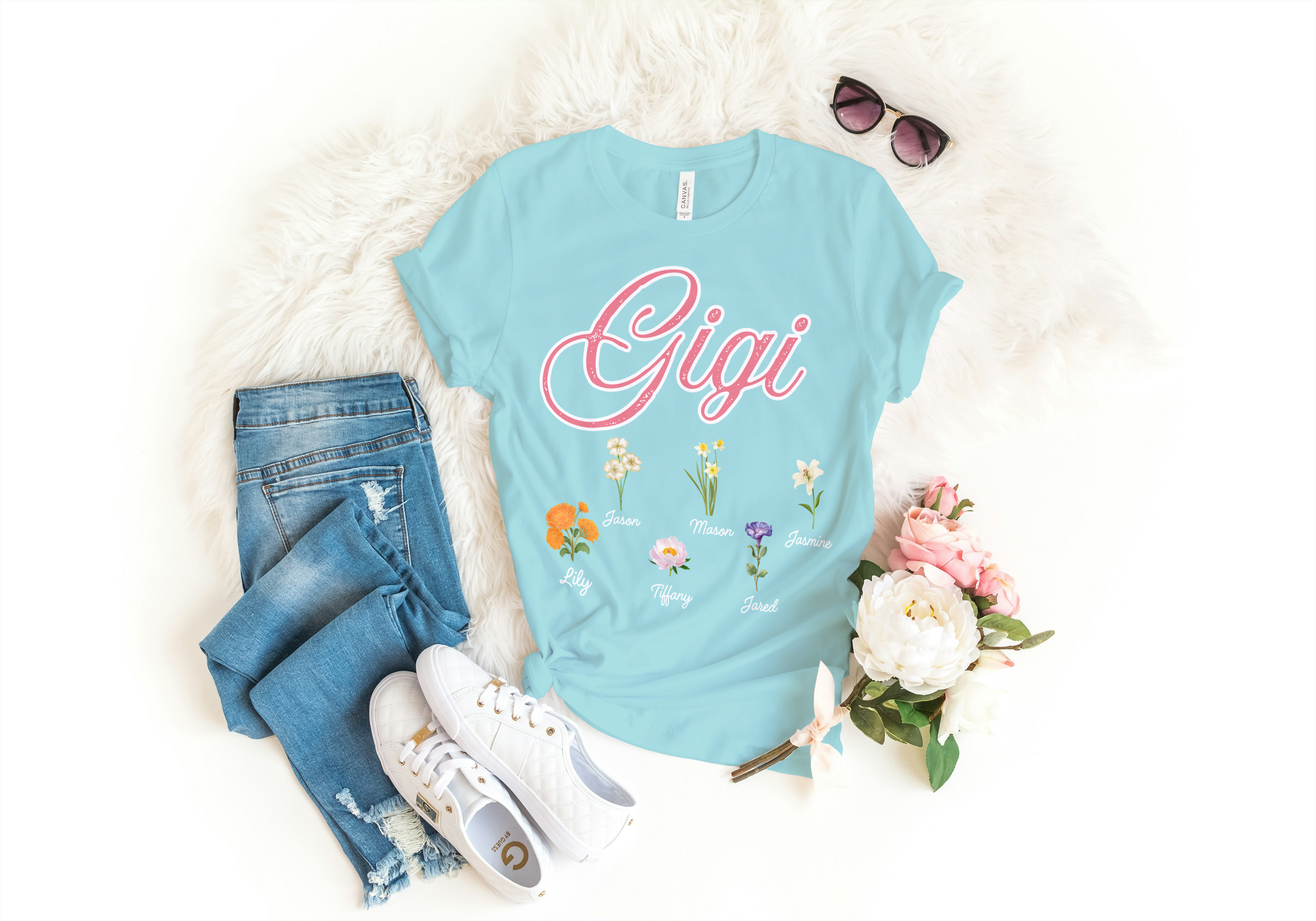 Customizable Birth Flower Mother Shirt