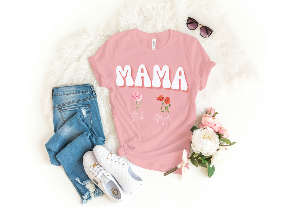Customizable Birth Flower Mother Shirt